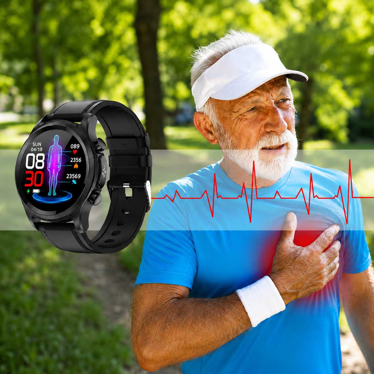 Smart fitnessur med pulsmåling og aktivitetssporing