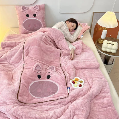 Soft Fleece Blanket and Pillow Set Cozy Throw Blanket Set for Sofa Bed Comfort and Home Decor