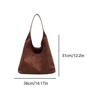 Soft Suede Shoulder Bag with Adjustable Strap Elegant Large Capacity Women Handbag