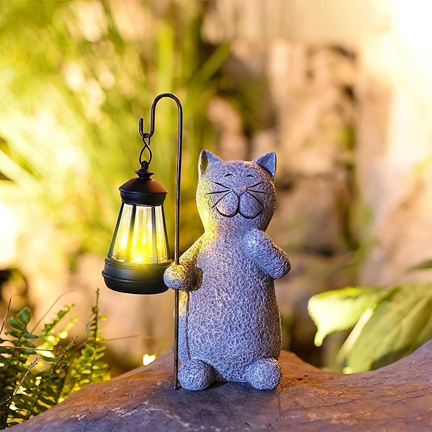 Solar Cat Garden Light Waterproof Outdoor Cat Statue Lantern Decorative Solar Garden Lamp