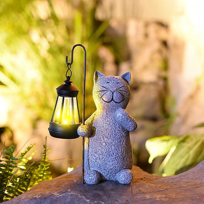 Solar Cat Garden Light Waterproof Outdoor Cat Statue Lantern Decorative Solar Garden Lamp