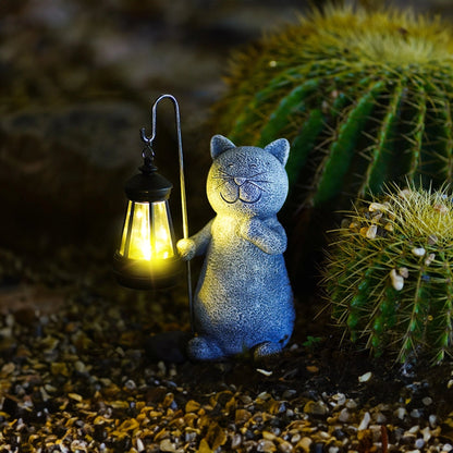 Solar Cat Garden Light Waterproof Outdoor Cat Statue Lantern Decorative Solar Garden Lamp