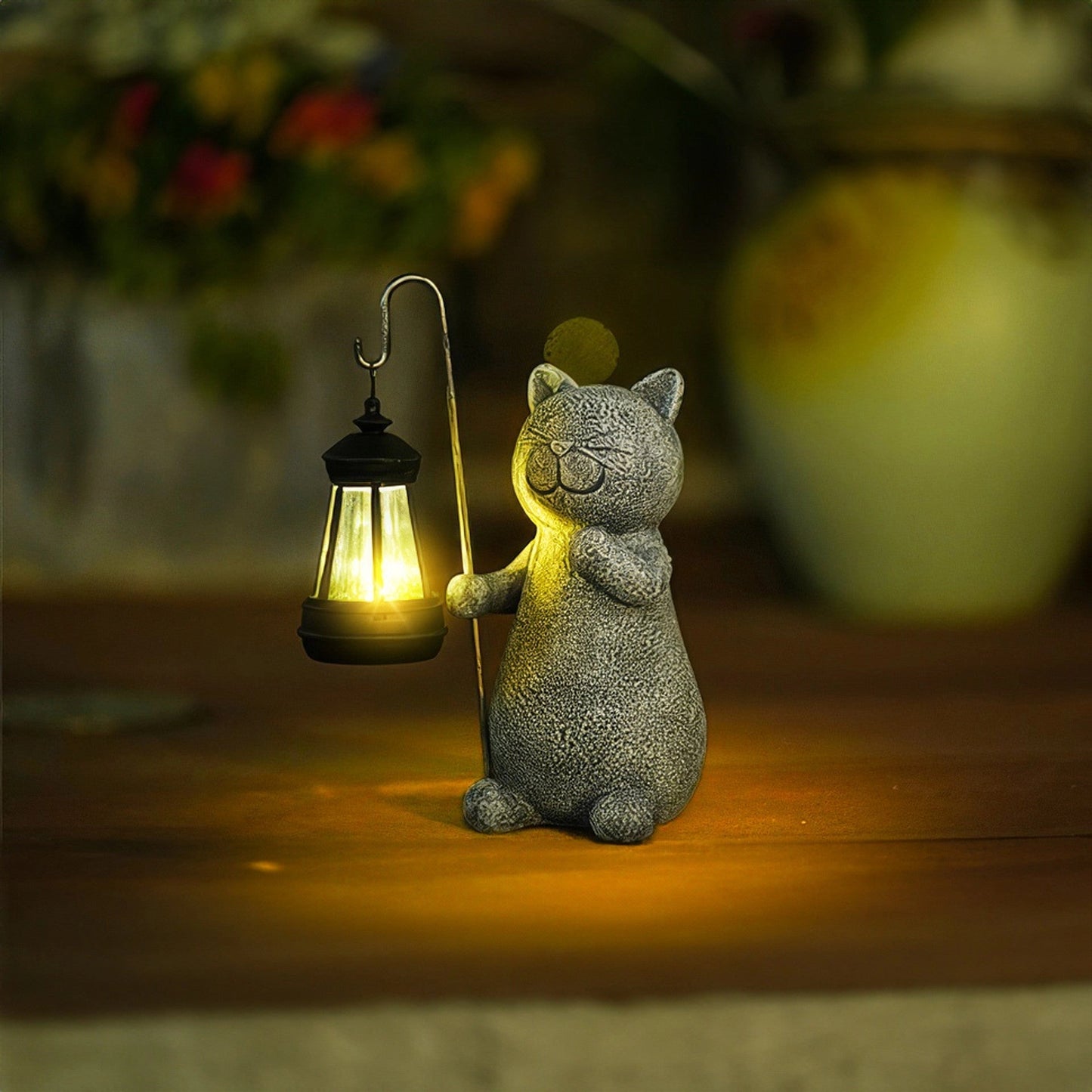 Solar Cat Garden Light Waterproof Outdoor Cat Statue Lantern Decorative Solar Garden Lamp