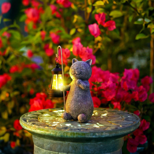 Solar Cat Garden Light Waterproof Outdoor Cat Statue Lantern Decorative Solar Garden Lamp