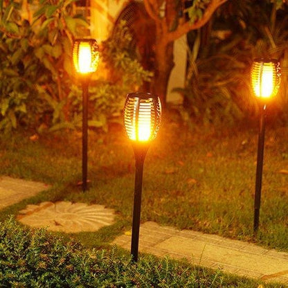 Solar Flame Torch Lights Outdoor Waterproof LED Garden Torch Lights