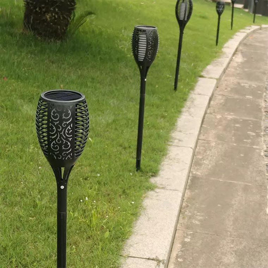Solar Flame Torch Lights Outdoor Waterproof LED Garden Torch Lights