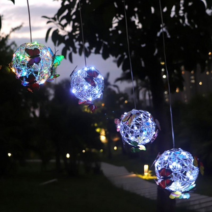 Solar LED Garden Globe Light Waterproof Outdoor Decorative Butterfly Lamp