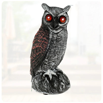 Solar Owl Garden Statue LED Light Rotating Head Blinking Eyes