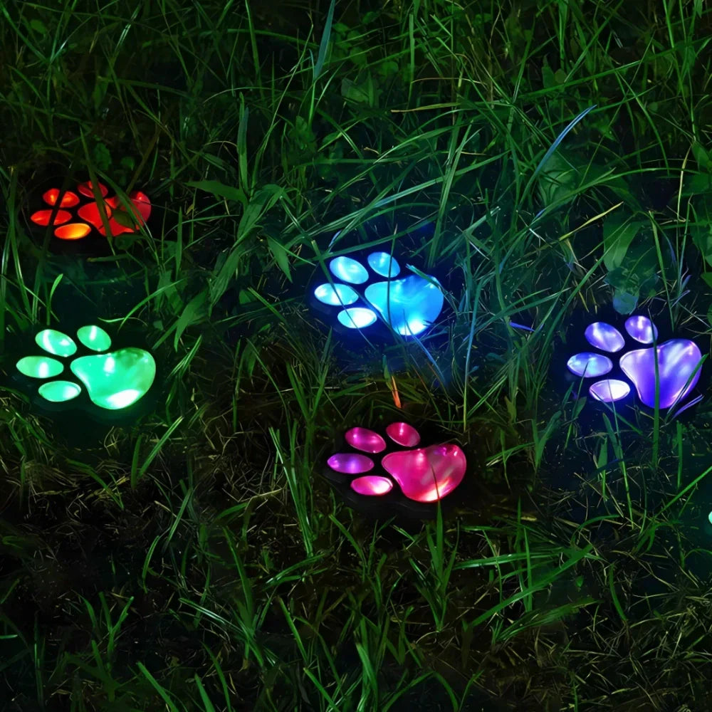 Solar Paw Print Garden Light Warm LED Pathway Outdoor Decoration