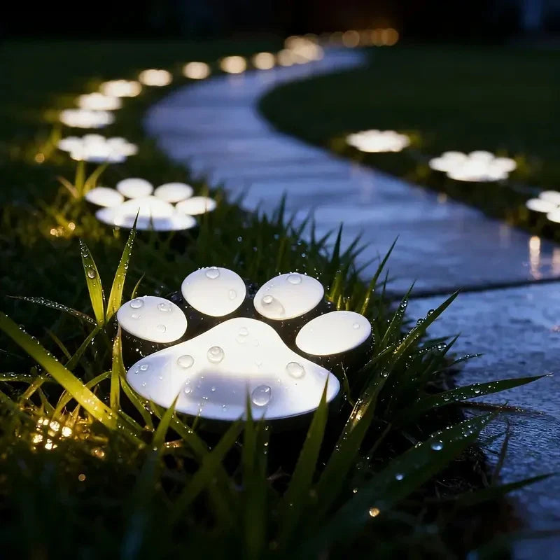 Solar Paw Print Garden Light Warm LED Pathway Outdoor Decoration
