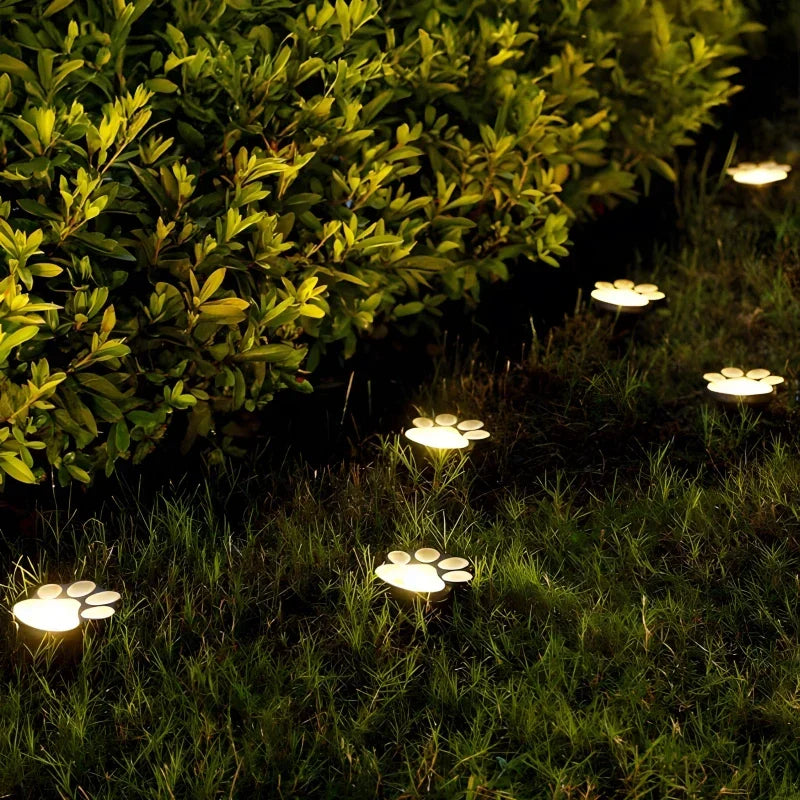 Solar Paw Print Garden Light Warm LED Pathway Outdoor Decoration