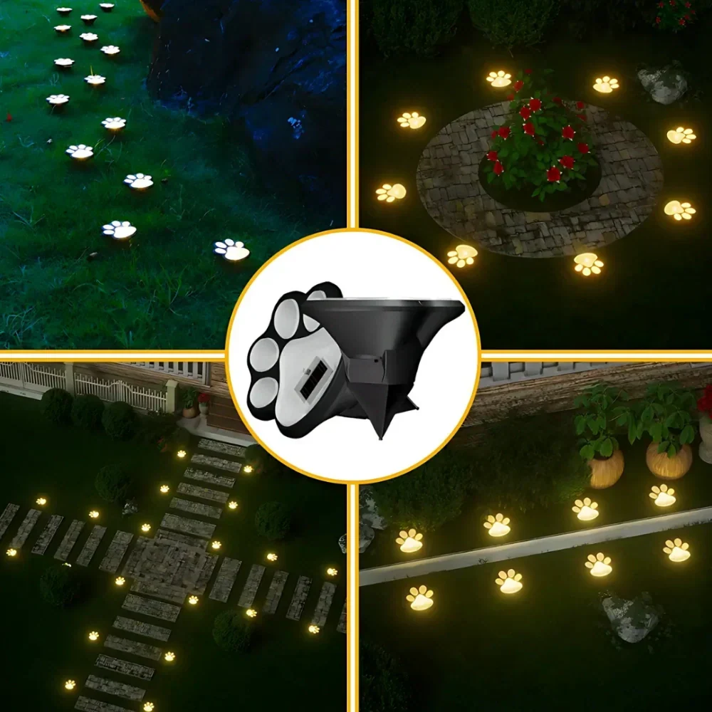 Solar Paw Print Garden Light Warm LED Pathway Outdoor Decoration