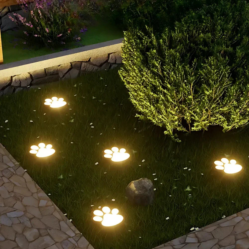Solar Paw Print Garden Light Warm LED Pathway Outdoor Decoration