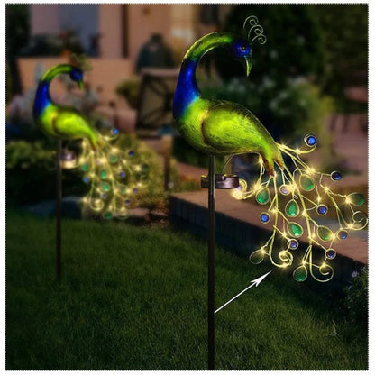 Solar Peacock Garden Light With LED Decorative Outdoor Pathway Accent