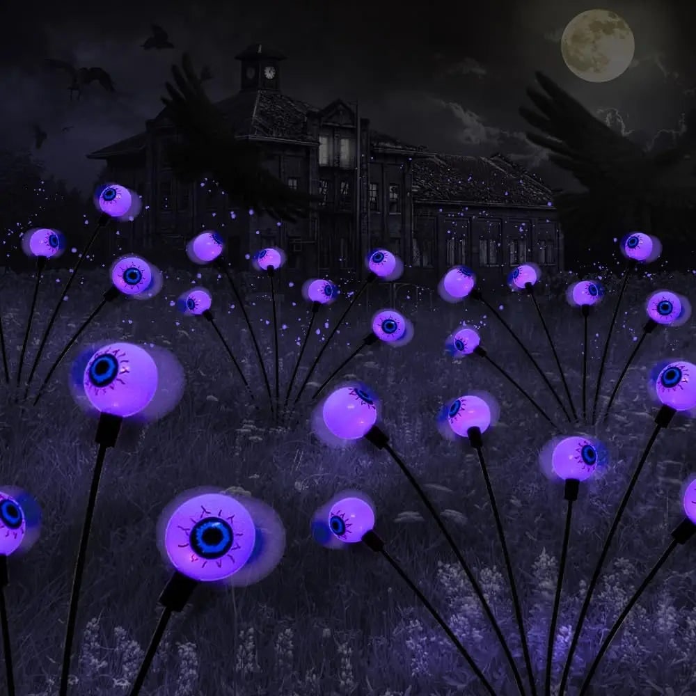 Sfere luminose LED da giardino per Halloween a energia solare, luci spettrali per vialetti esterni