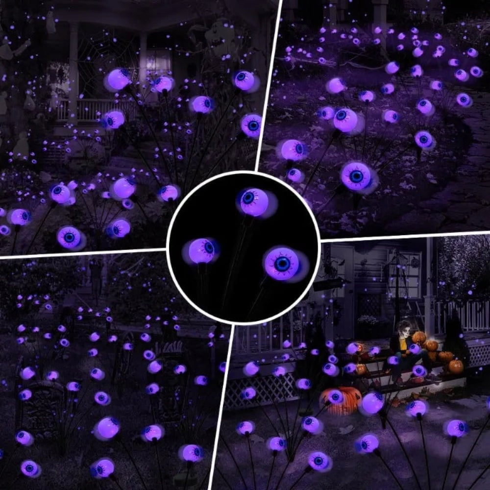 Sfere luminose LED da giardino per Halloween a energia solare, luci spettrali per vialetti esterni