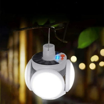 Solopladelig udendørslampe med USB-opladning, vandtæt camping- og nød-LED-lampe