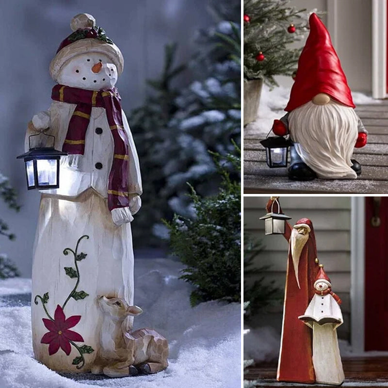 Solar Snowman Lantern Outdoor Christmas Decoration LED Solar Garden Lantern