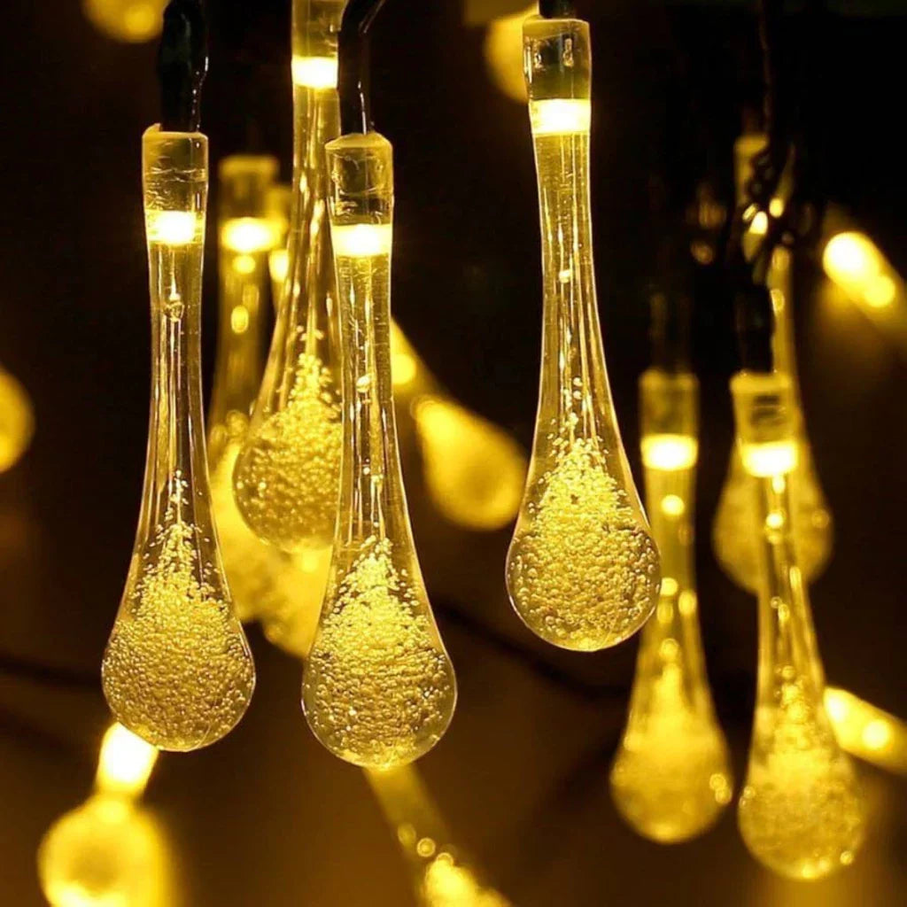 Solar Water Drop String Lights Outdoor Waterproof Garden Patio Decorative Lighting