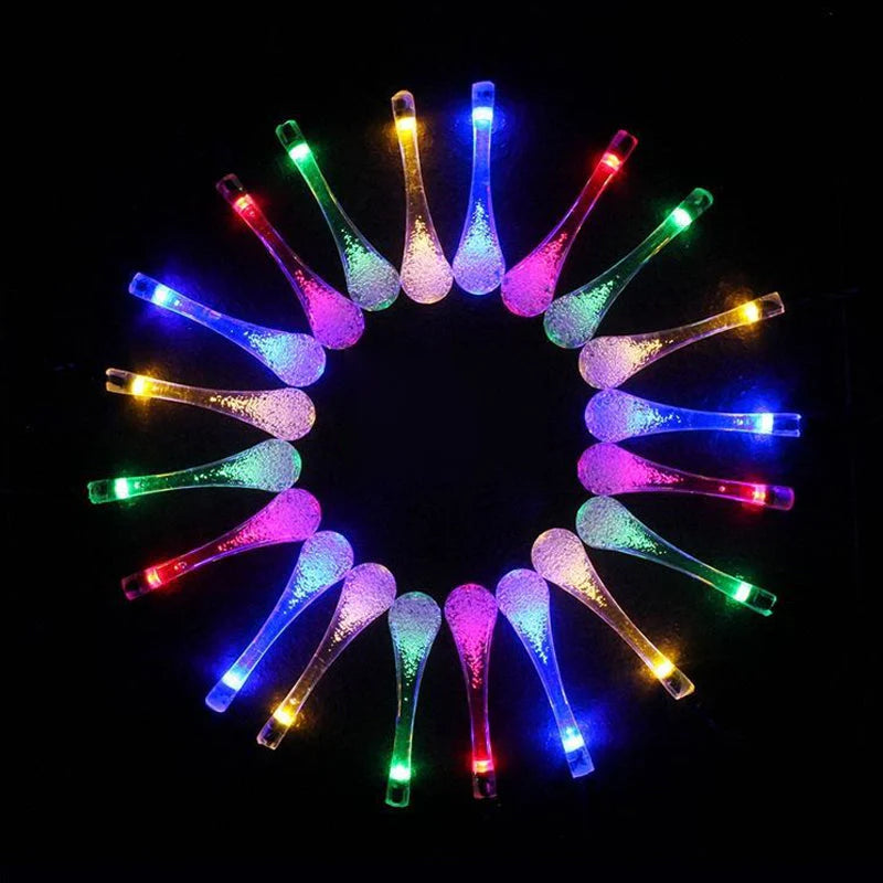 Solar Water Drop String Lights Outdoor Waterproof Garden Patio Decorative Lighting