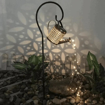 Solar Watering Can Garden Lights Waterproof Solar Garden Decor LED Waterfall String Lights
