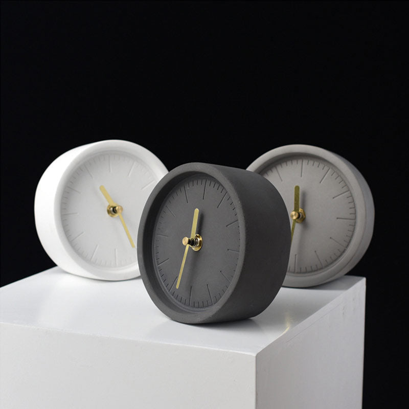 SolidHour Nordic Cement Desk Clock Modern Minimalist Table Clock