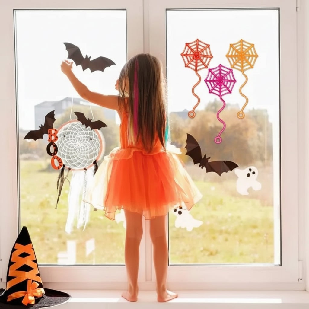 Spider Web Window Hanging Halloween Decoration Party Decor Set