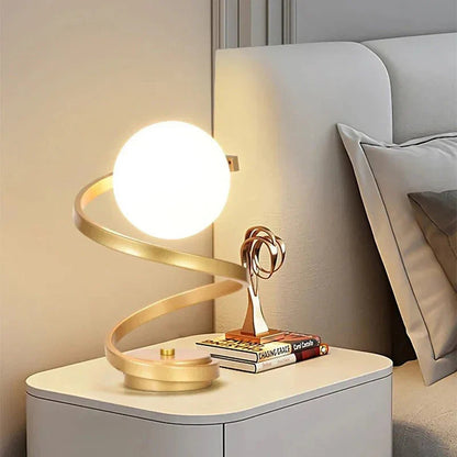 Spiral LED Table Lamp Modern Sleek Button Switch Bedside Desk Light