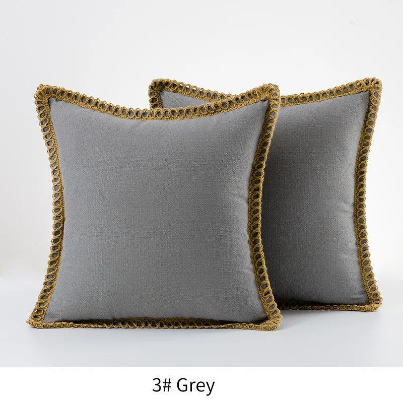 Square Cushion Cover Grey Red Two Tone Decorative Sofa Bed Chair Accent