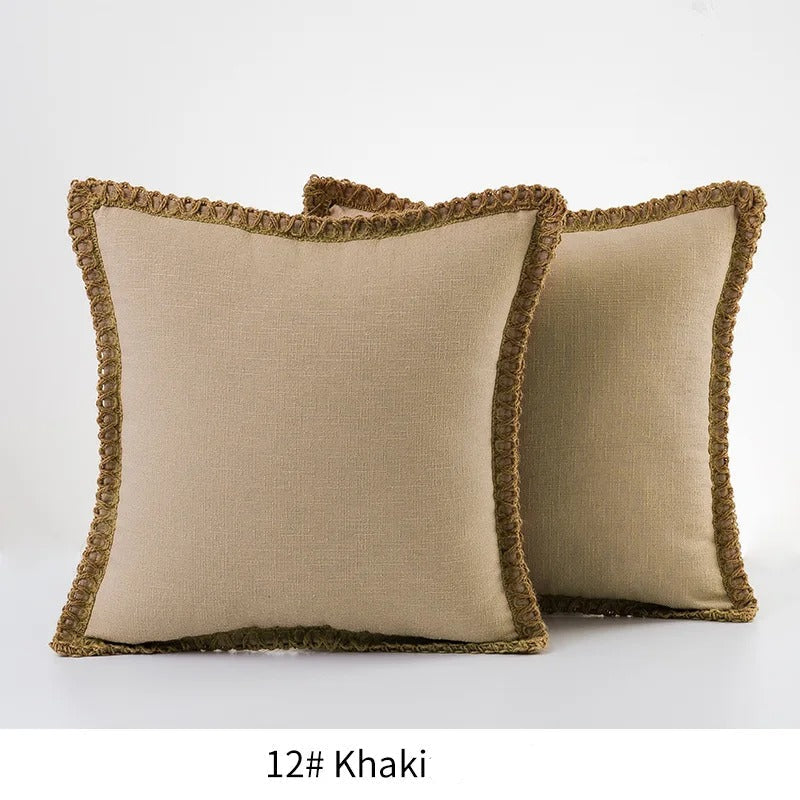 Square Cushion Cover Grey Red Two Tone Decorative Sofa Bed Chair Accent
