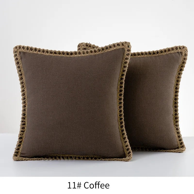 Square Cushion Cover Grey Red Two Tone Decorative Sofa Bed Chair Accent