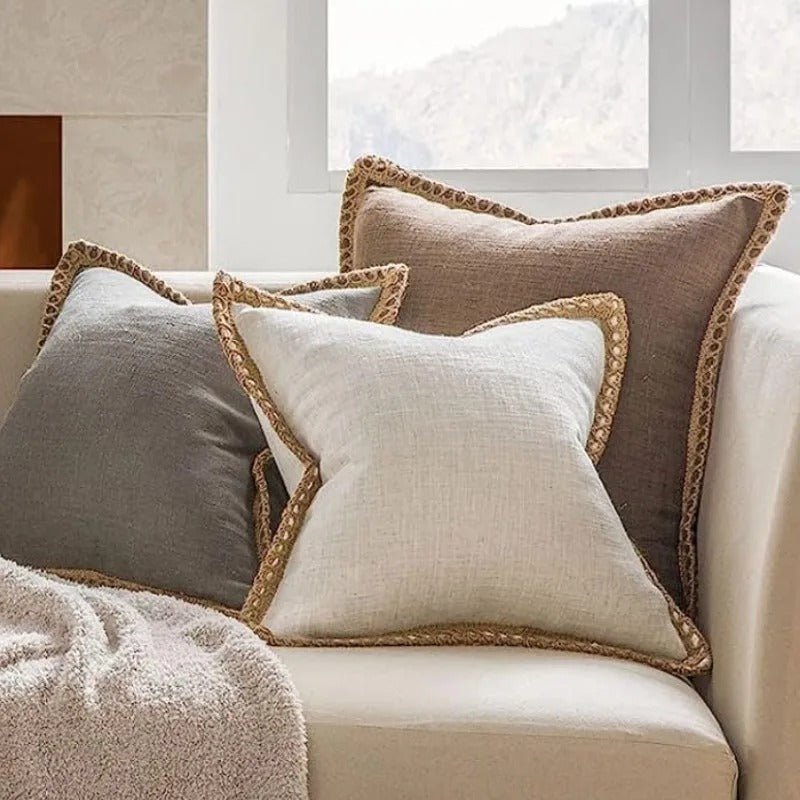 Square Cushion Cover Grey Red Two Tone Decorative Sofa Bed Chair Accent