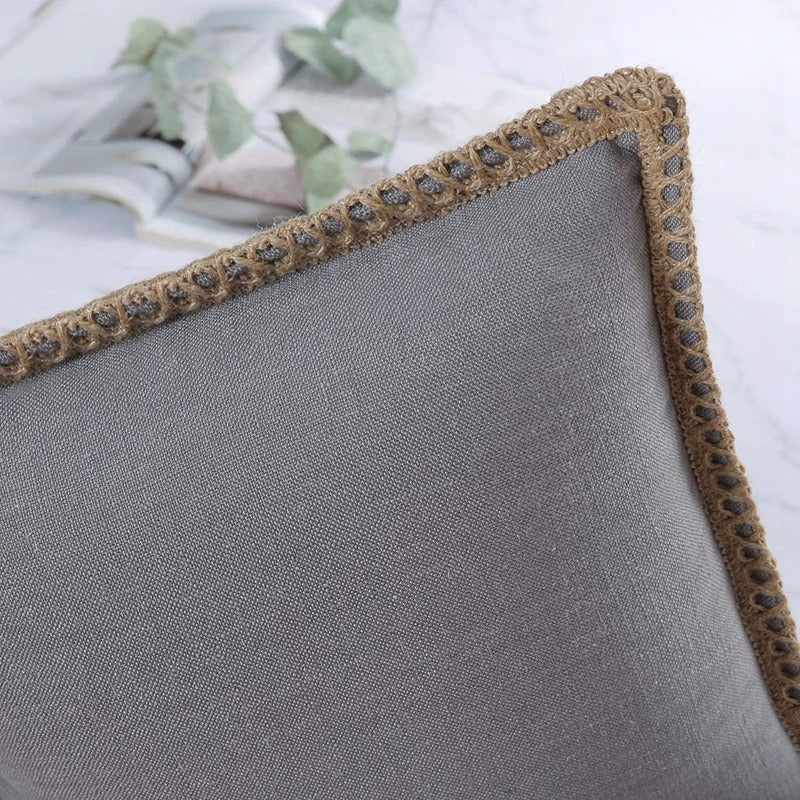 Square Cushion Cover Grey Red Two Tone Decorative Sofa Bed Chair Accent