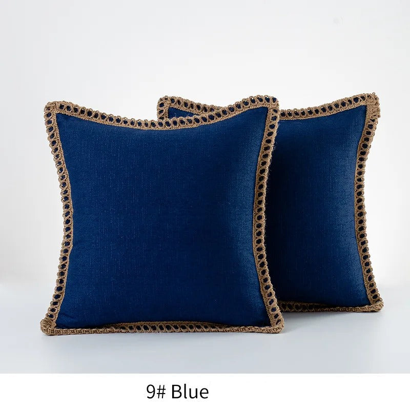 Square Cushion Cover Grey Red Two Tone Decorative Sofa Bed Chair Accent