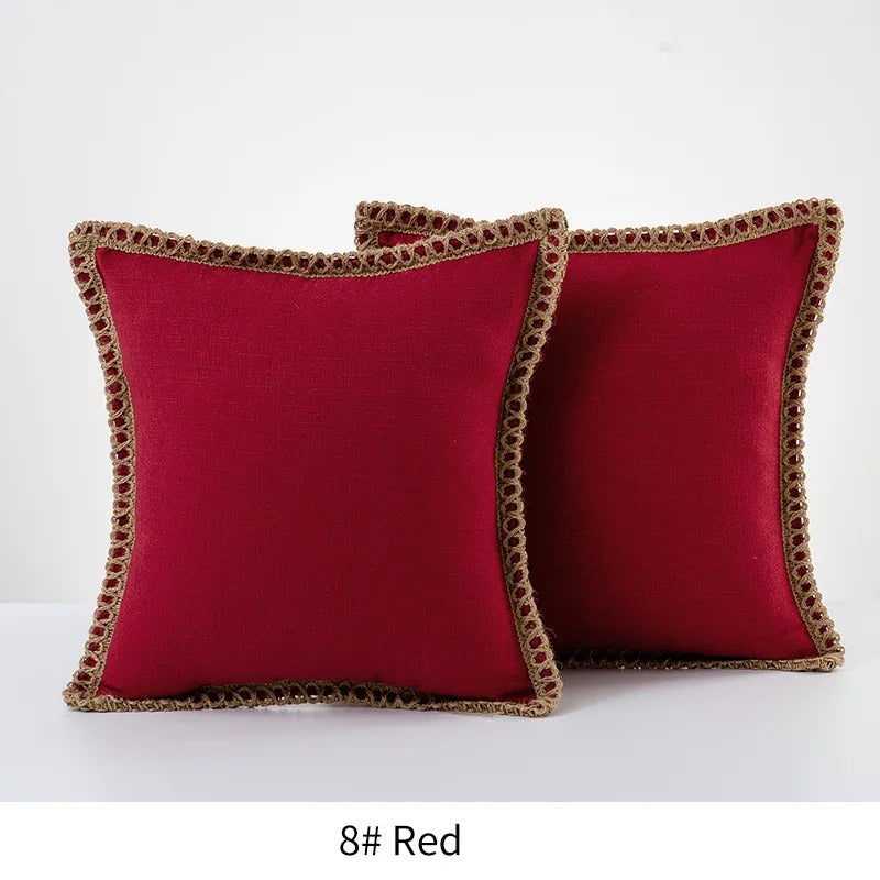 Square Cushion Cover Grey Red Two Tone Decorative Sofa Bed Chair Accent
