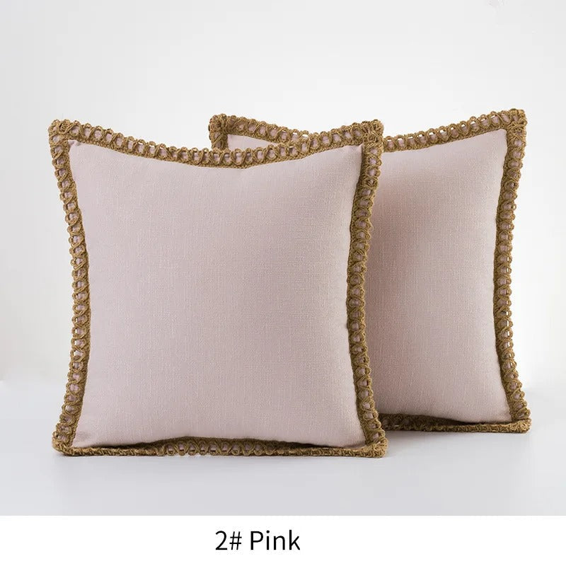 Square Cushion Cover Grey Red Two Tone Decorative Sofa Bed Chair Accent