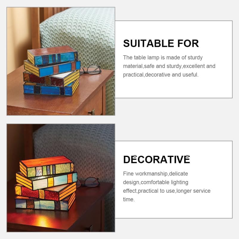 Stacked Book LED Table Lamp Decorative Soft Light Living Room Bedroom