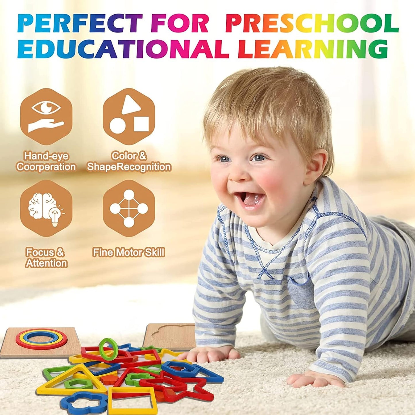 Stacking Puzzle Game Shape Sorting Toy Six Piece Educational Set