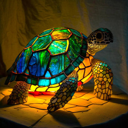 Stained Glass Animal Lamp Colourful Glow Decorative Indoor Home Light