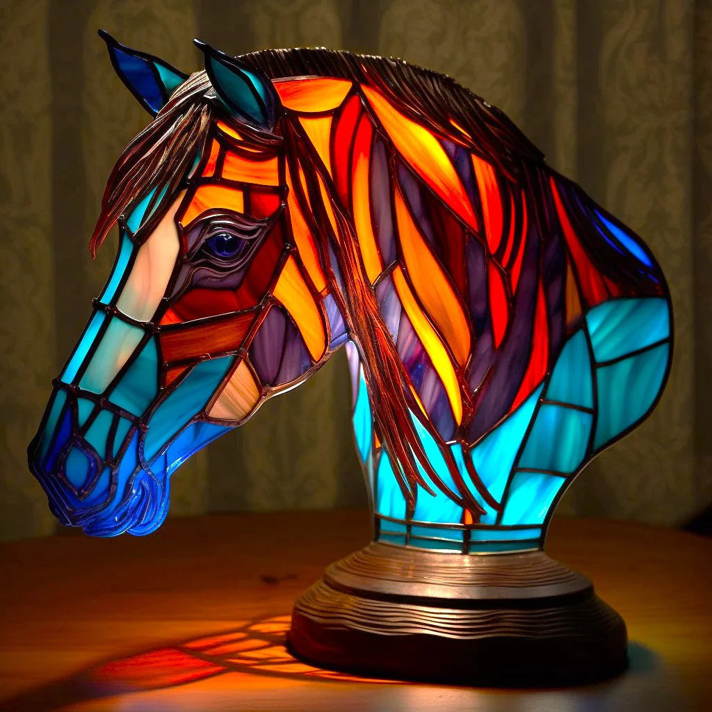 Stained Glass Animal Lamp Colourful Glow Decorative Indoor Home Light
