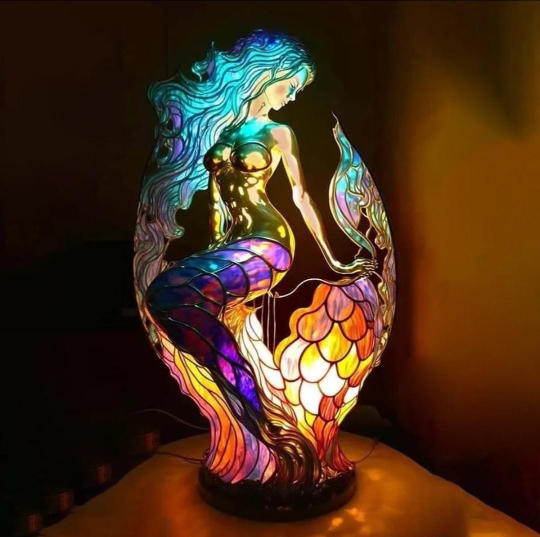 Stained Glass Animal Lamp Colourful Glow Decorative Indoor Home Light