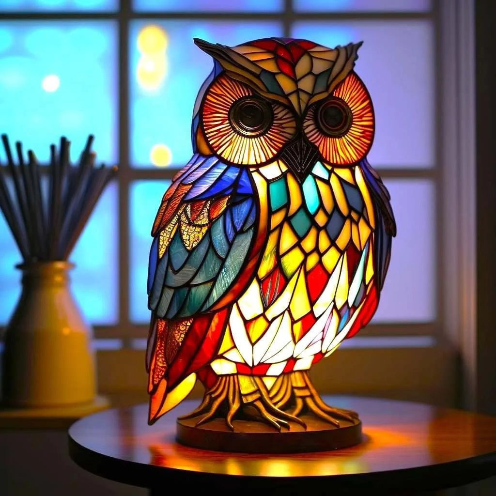 Stained Glass Animal Lamp Colourful Glow Decorative Indoor Home Light