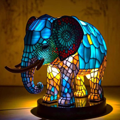 Stained Glass Animal Lamp Colourful Glow Decorative Indoor Home Light