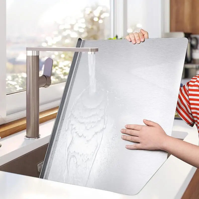 Stainless Steel Cutting Board with Non Slip Spill Resistant Edges