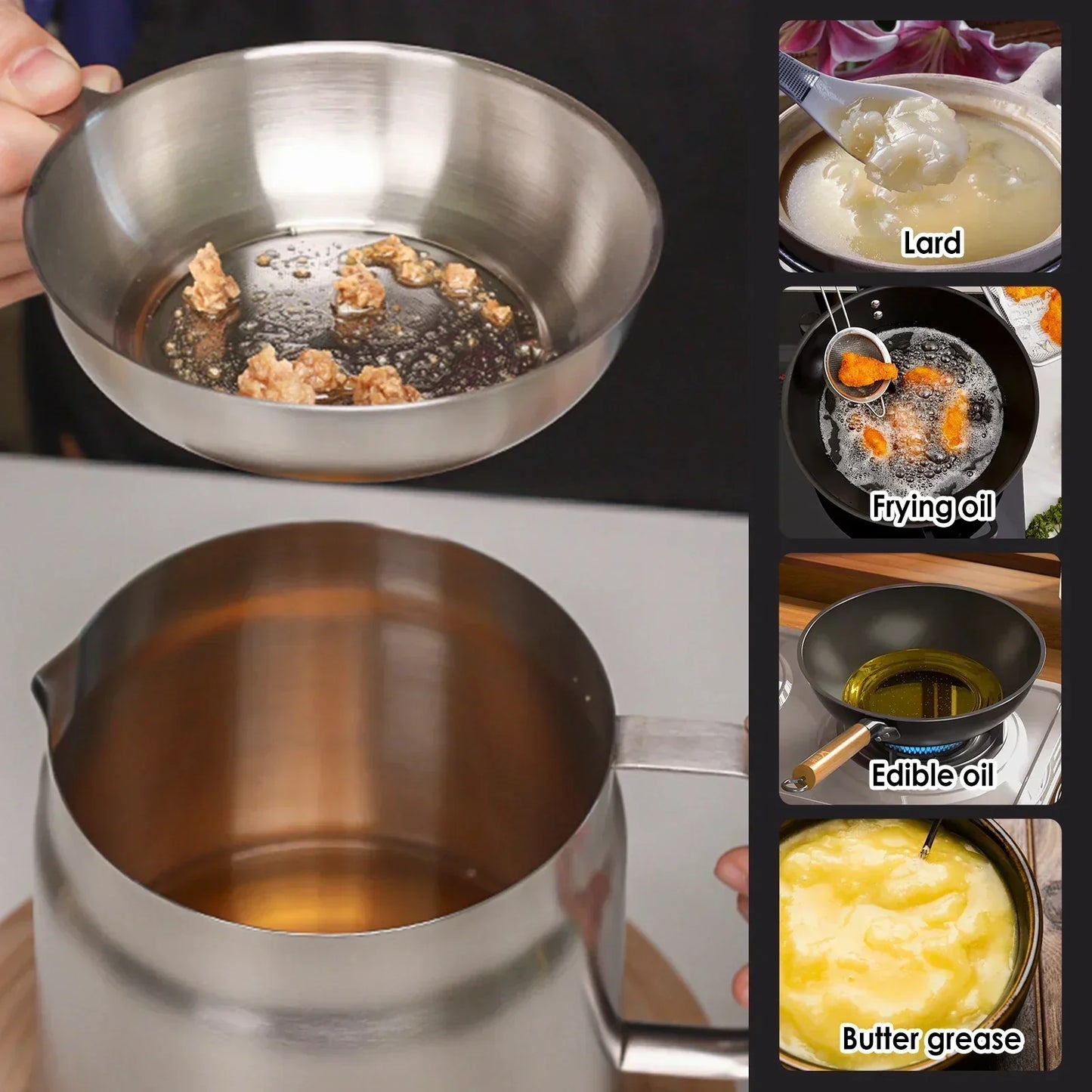 Stainless Steel Frying Pot Oil Filter Nonstick Deep Fry Cooker