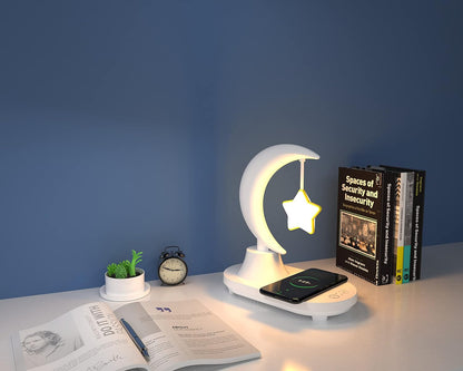 Star Bird Shaped LED Table Lamp Bluetooth Speaker Qi Wireless Charging