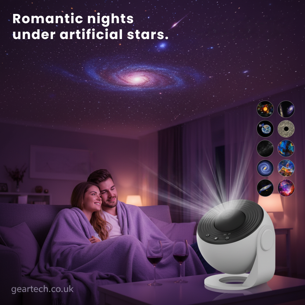 Projektor til stjernehimmel-natlampe med 360 graders rotation