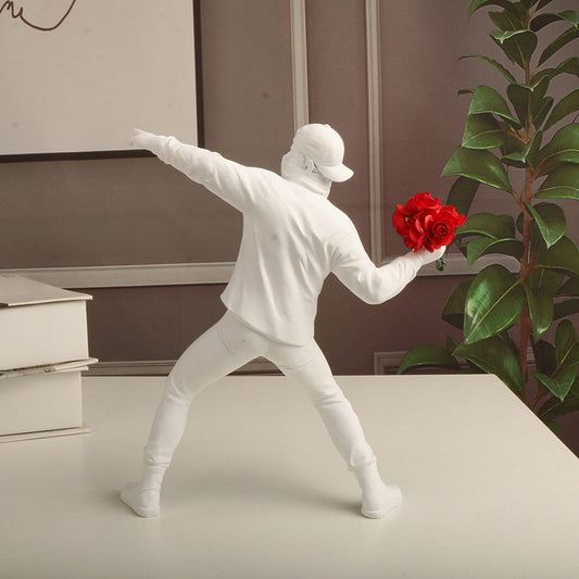 Street Art Sculpture Flower Vandal Resin Statue Modern Urban Home Decor
