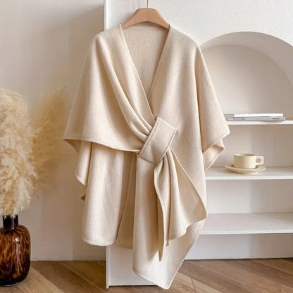 Stylish Microfibre Shawl Coat with Non Elastic Flowing Drape