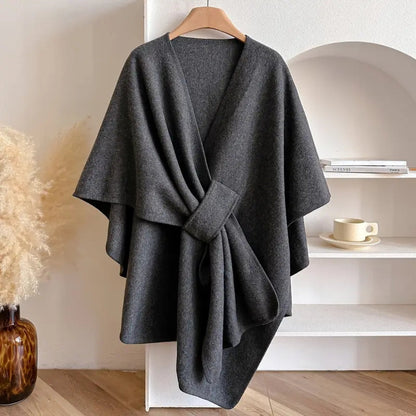 Stylish Microfibre Shawl Coat with Non Elastic Flowing Drape